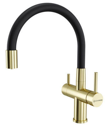 Детальное фото товара: KUCHENSTERN WURM-FE, смеситель, нержавеющая сталь, золото