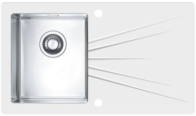 Детальное фото товара: ALVEUS KARAT 10, мойка, нержавеющая сталь/стекло, белый (в компл.с сифоном 1127251)