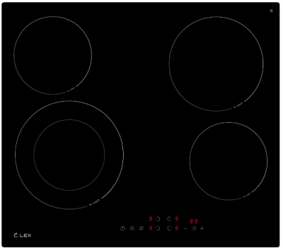 Детальное фото товара: LEX EVH 6041 BL стеклокерамическая поверхность