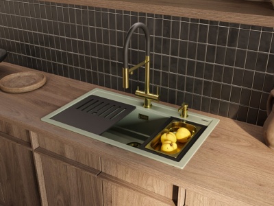 Детальное фото товара: Omoikiri Kitagawa 86-LB-WG, мойка, керамика, ветреный зеленый