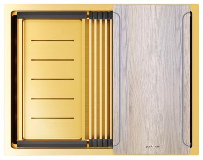 Детальное фото товара: Paulmark NEXT-MULTI SINK 58 UNI, мойка, нержавеющая сталь, брашированное золото