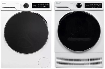 Фото товара: DeLonghi стирка DWM 825 V ALICIA + сушка DTD 8105 C FABIO + соед.эл с полкой RS