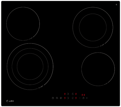 Детальное фото товара: LEX EVH 6042 BL стеклокерамическая поверхность