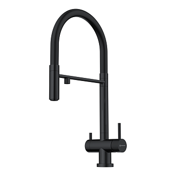 Фото товара: Omoikiri Kanto GB, смеситель, графит/черный гибкий шланг