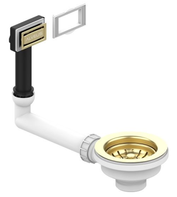 ALVEUS выпуск для мойки 114 GOLD new c рамкой и заглушкой (жесткий отвод)