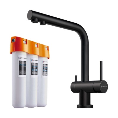 Детальное фото товара: Omoikiri Nagano-GB, смеситель, графит + Pure drop Lite