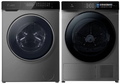 Детальное фото товара: LEX стирка LWM12014GrIThD + сушка LEX LDM12GrBlThD + соед.эл LWM01Gr shelf