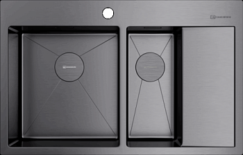 Фото товара: Omoikiri Akisame 78-2-GM-L, мойка, нержавеющая сталь/вороненая сталь, чаша слева