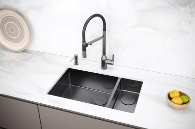 Paulmark NEXT 69/2S UNI, мойка, нержавеющая сталь, вороненая сталь (левая) Детальное фото товара: Paulmark NEXT 69/2S UNI, мойка, нержавеющая сталь, вороненая сталь (левая)