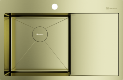 Omoikiri Akisame 78-LG-L, мойка, нержавеющая сталь/светлое золото, чаша слева