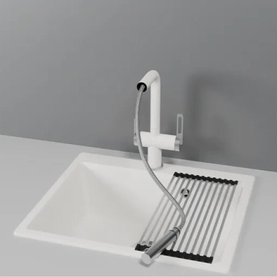 Детальное фото товара: GRANULA 8170 смеситель, гранит, арктик (белый)