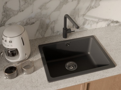 Детальное фото товара: Rivelato VICO 9021608 antracite/cromo, смеситель, гранит, антрацит/хром