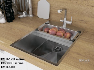 Детальное фото товара: Emar EMB-128A PVD Nano Satine, мойка, нержавеющая сталь сатин
