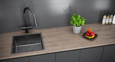 Детальное фото товара: KUCHENSTERN KRAFT 45, мойка, нержавеющая сталь, вороненая сталь