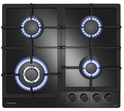 Детальное фото товара: MEFERI MGH604BK GLASS COMFORT газовая поверхность