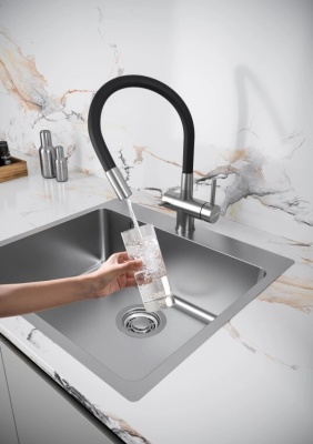 Детальное фото товара: KUCHENSTERN FLEX-FE, смеситель, нержавеющая сталь