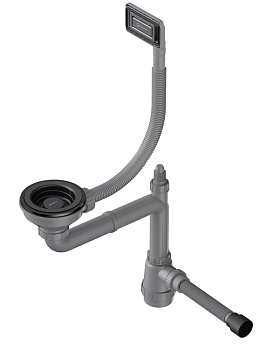 Фото товара: Omoikiri WK-1-UN-GM Арматура для одночашевых моек с универс. прямоуг. переливом, вороненая сталь