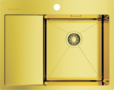 Детальное фото товара: Omoikiri Akisame 65-LG-R, мойка, нержавеющая сталь/светлое золото, чаша справа