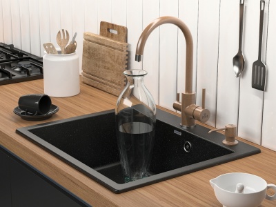 Детальное фото товара: Paulmark KANTE 60, мойка, гранит, черный