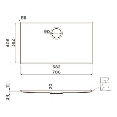 Детальное фото товара: Omoikiri Kiten 70-INT WH, мойка, керамика, белый