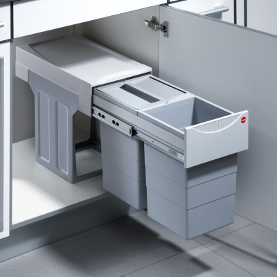 Фото товара: Hailo Tandem выдвижная мусорная система 2 ведра по 15 л