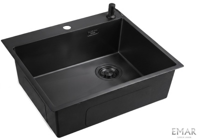 Детальное фото товара: Emar EMB-560(TOP) PVD Black, мойка, нержавеющая сталь, черный